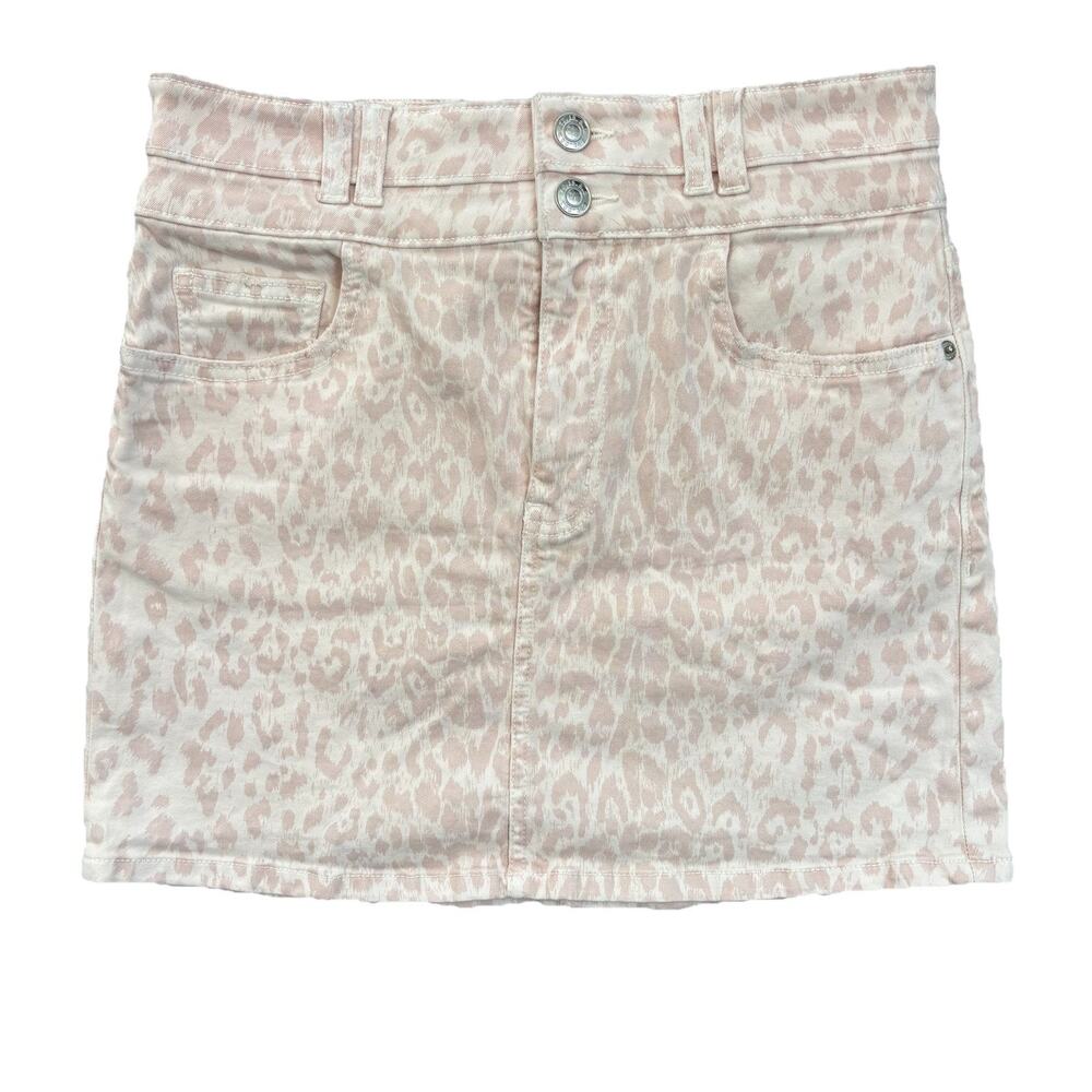 Current Elliott Jean Light Pink Rose Animal Print Denim Jean Mini Skirt 27